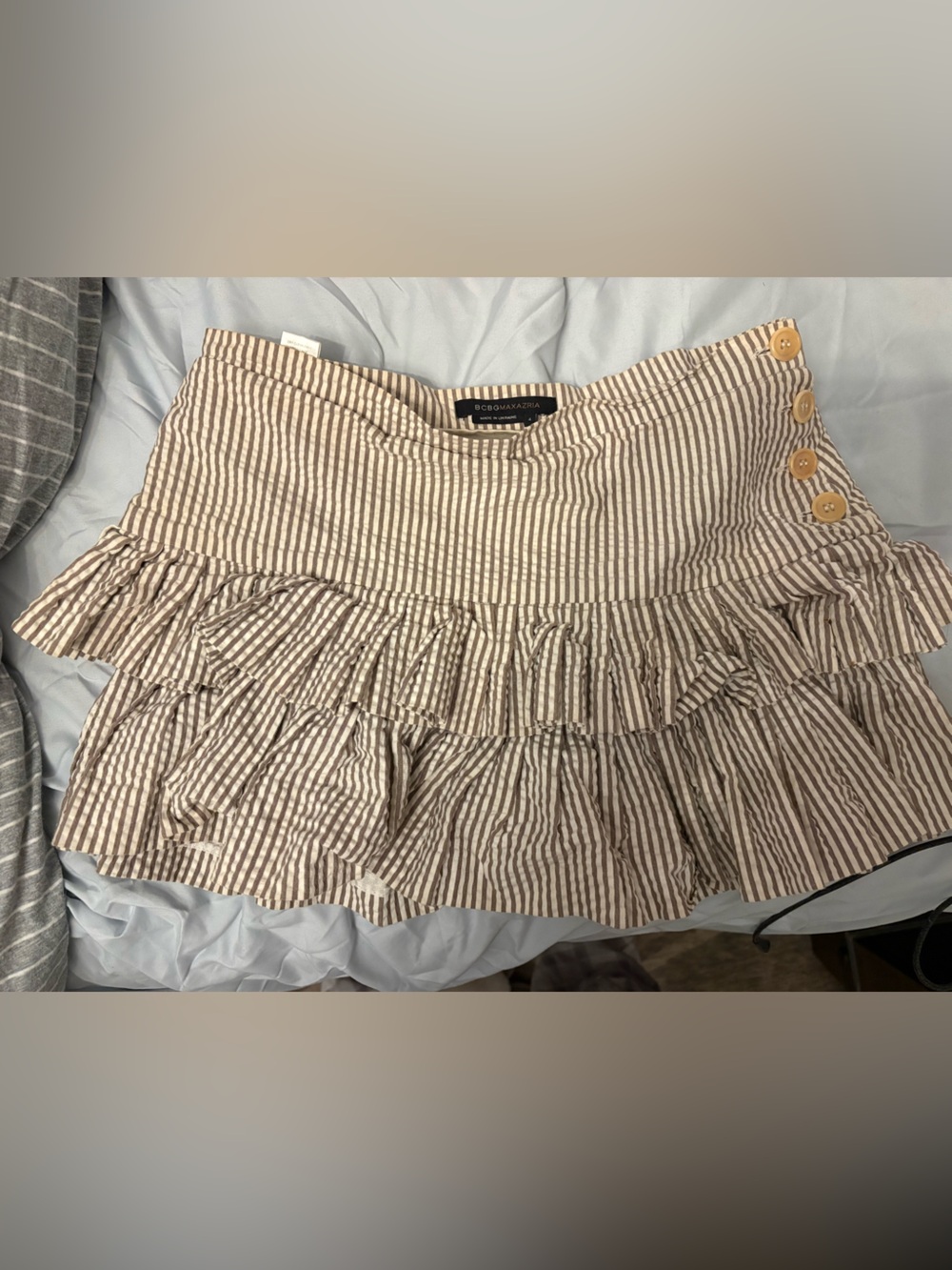 Vintage BCBG plaid mini skirt with ruffles